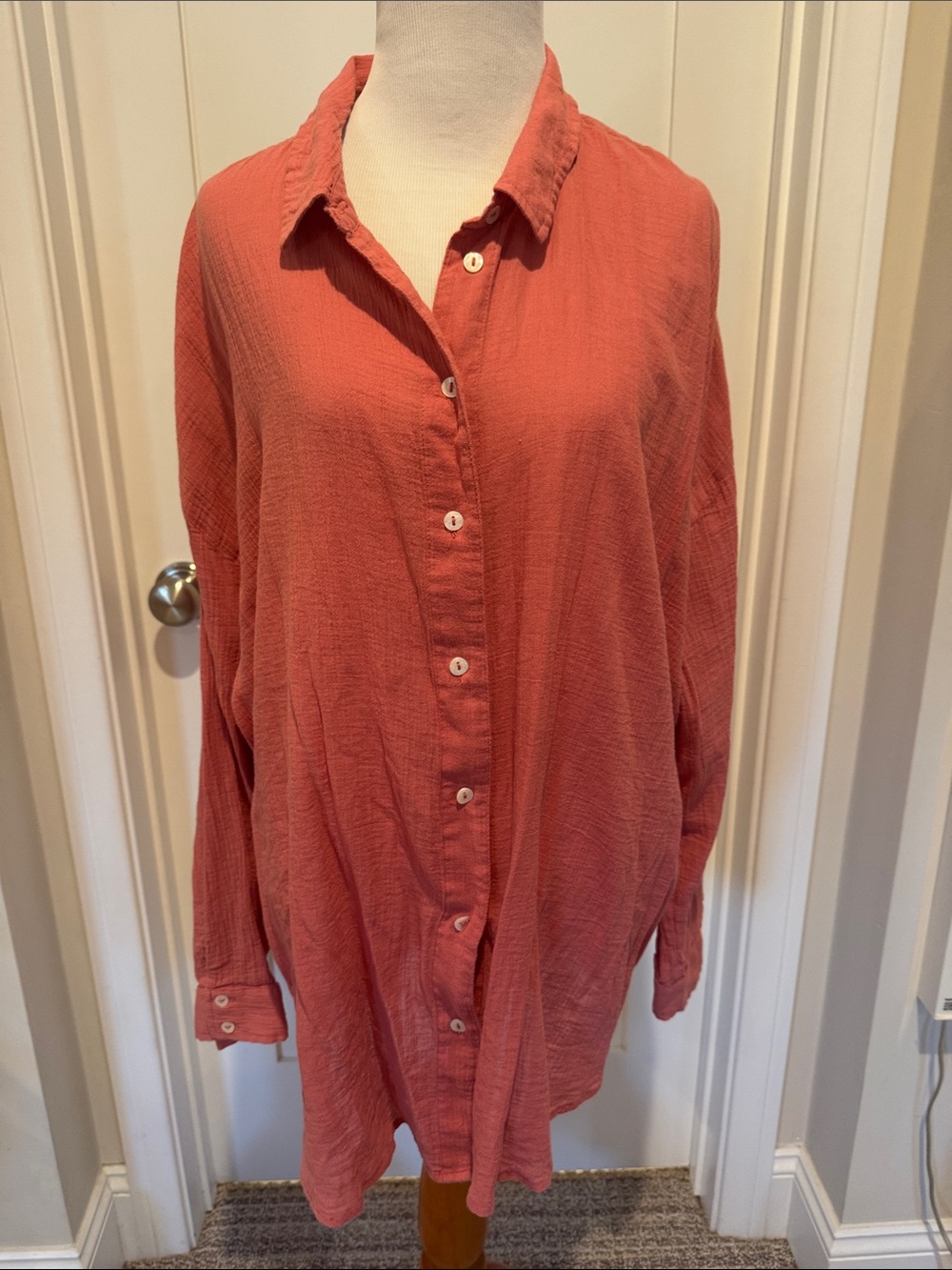 Anthropologie Dusty Coral Button-Down Shirt